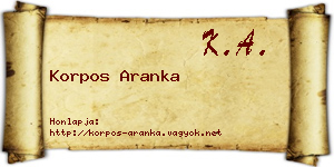 Korpos Aranka névjegykártya